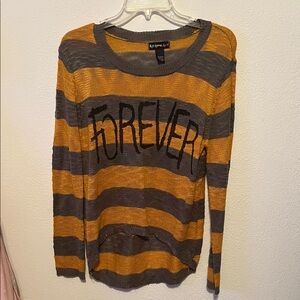 Self Esteem Women's Striped Sweater - Mustard and Charcoal